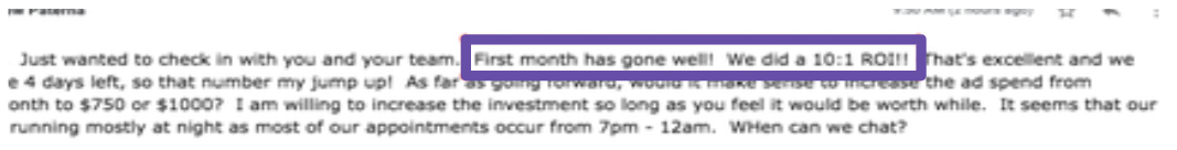 10:1 ROI · On the program investment